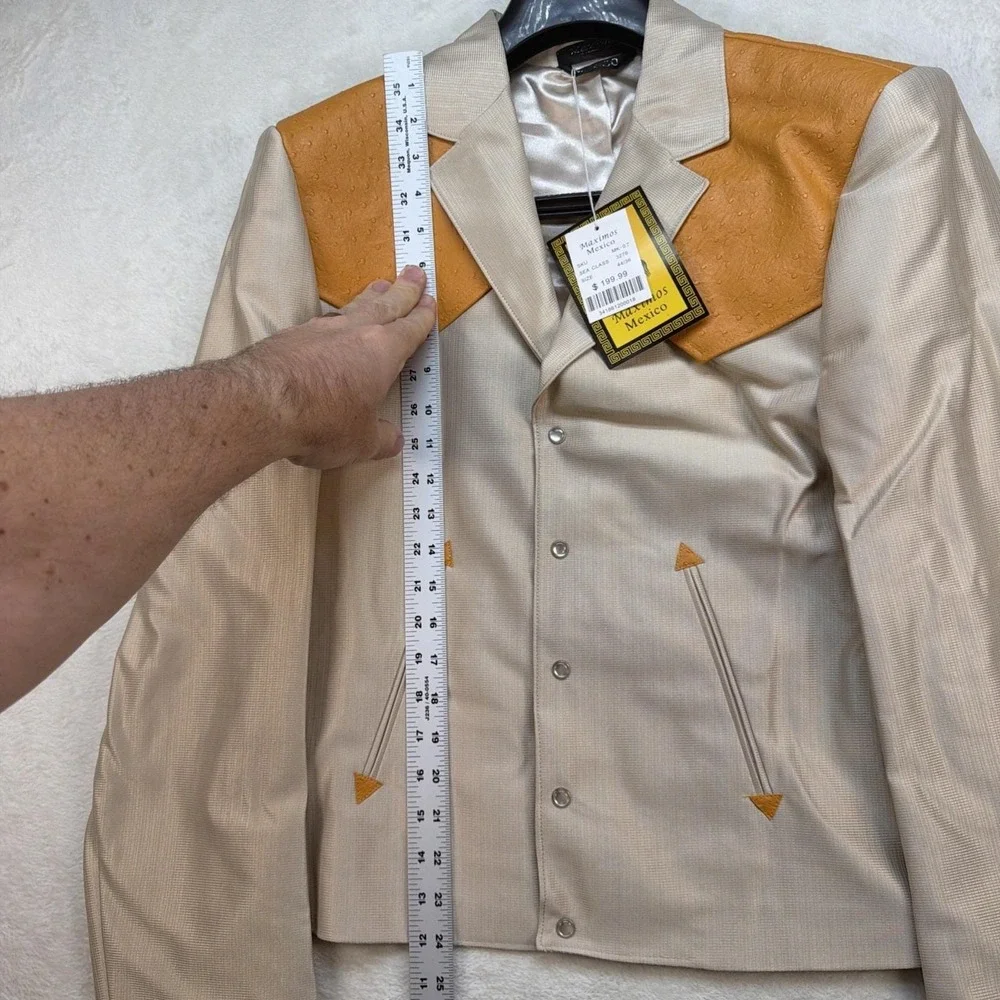 Vintage Western Cowboy Suit Pearl Snap Rodeo Rockabilly Stage Tan 44x36
